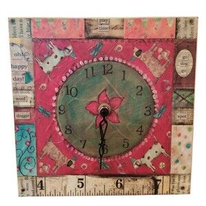 Joyful Nest Whimsical Party Dogs Wall Clock by Lisa Kaus